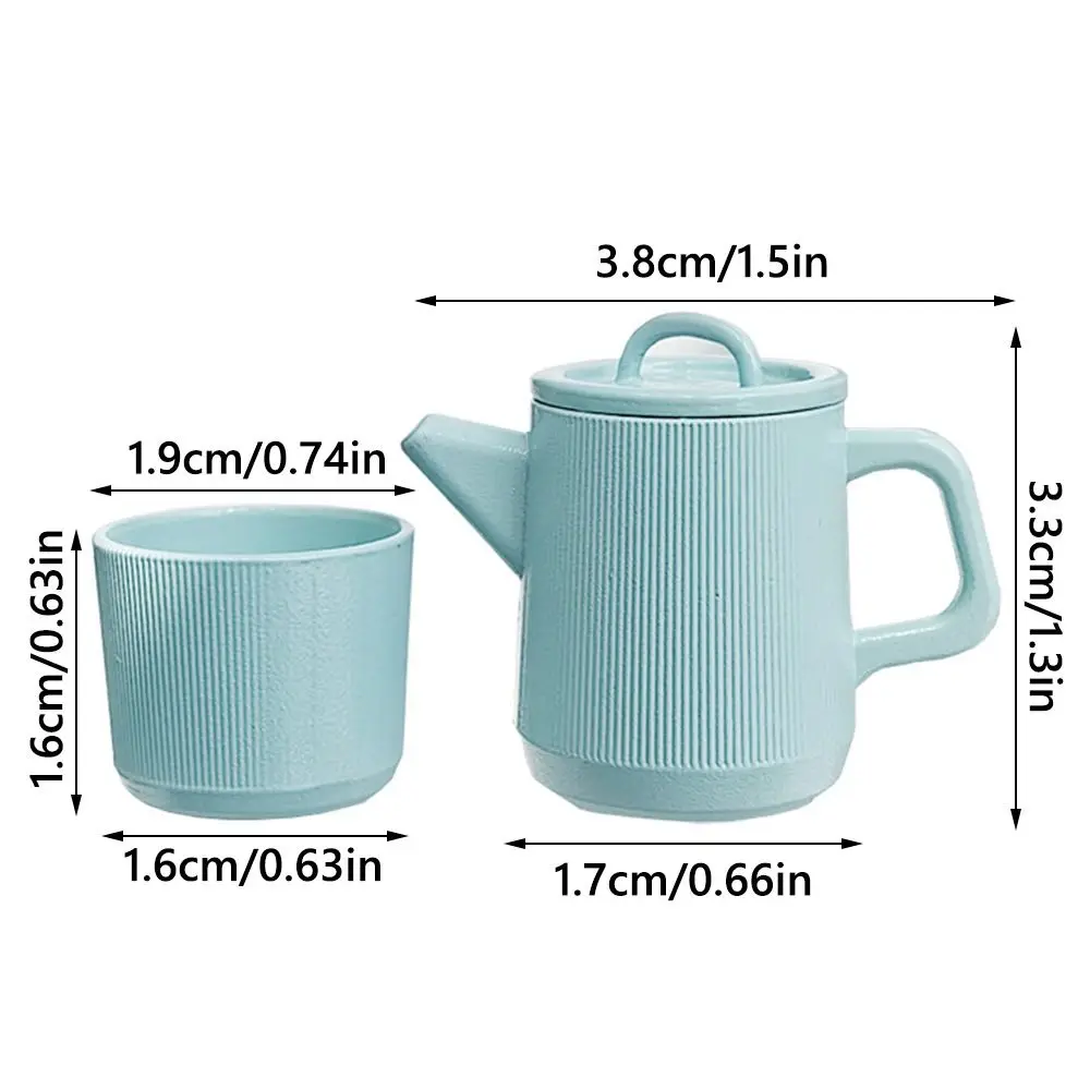 1/6 Poppenhuis Theepot Pop Accessoires Veelkleurige Pop Ketel Cup Set Poppenhuis Meubels Speelhuis Miniatuur Drinkware