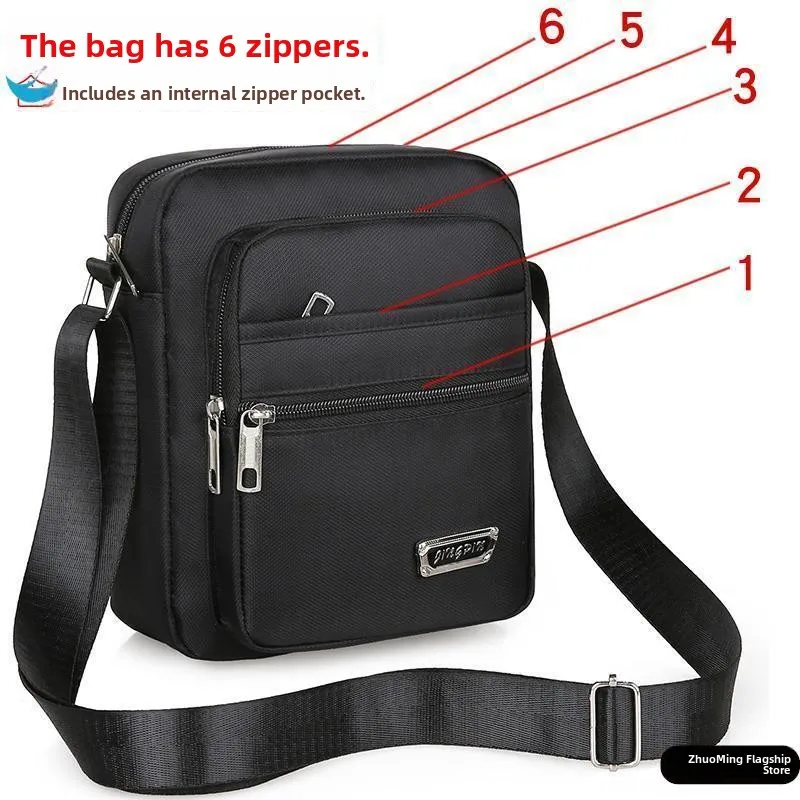 Casual Oxford Cloth Men's Shoulder Bag Canvas Business Trendy Crossbody Bag Small Backpack Handbag for Men Leisure Sling Bag