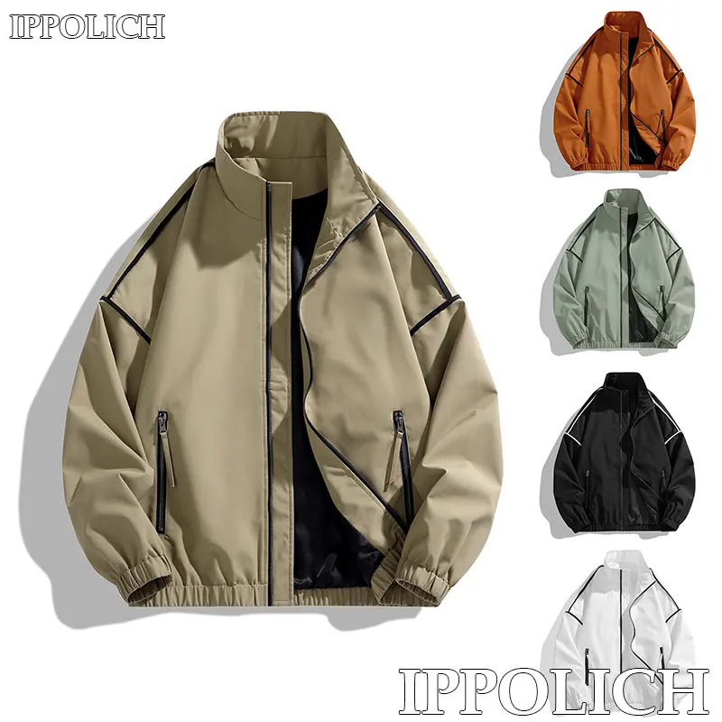 Unisex Jacket Windproof Waterproof Wear-resistant Stand Collar Sports Jacket Autumn Outdoor Casual Sports Running Hiking Jacket
