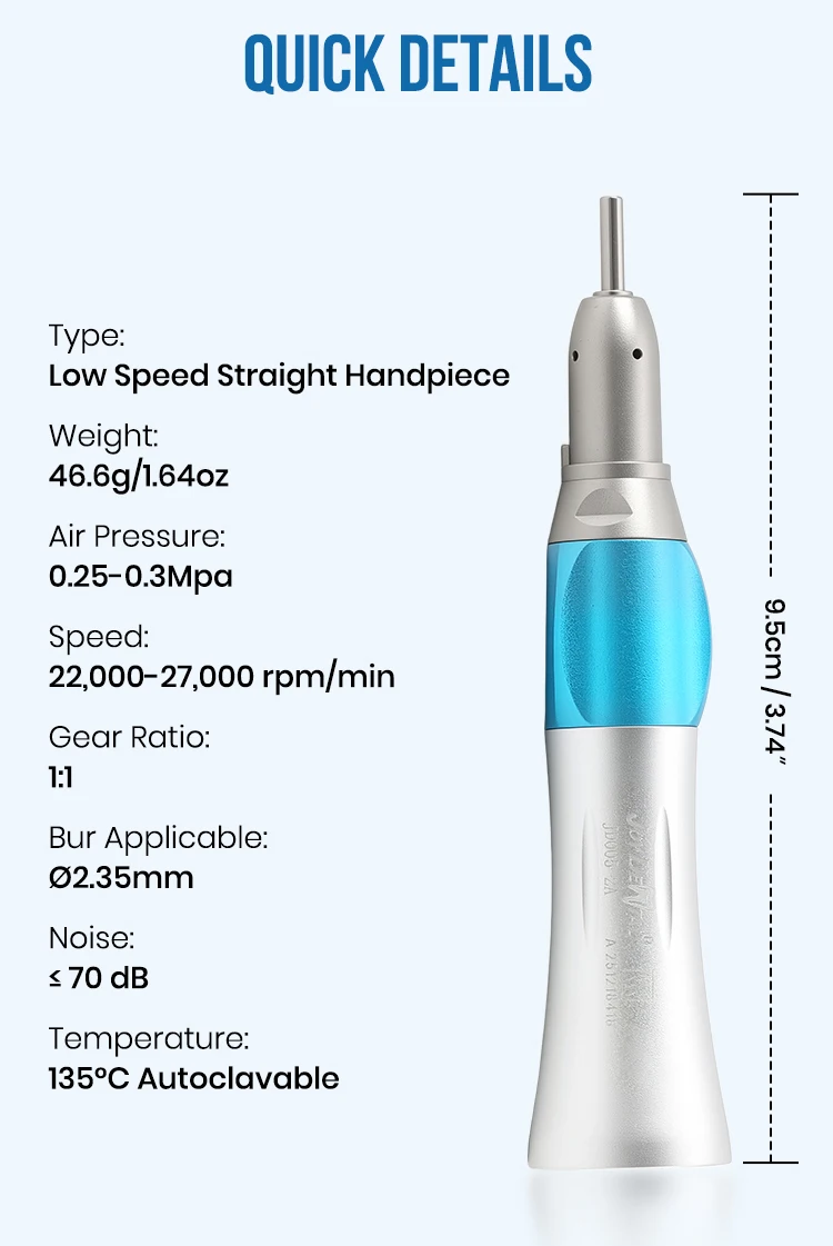 AZDENT Dental Niedrigdrehzahl-Handstück Gerades Handstück Winkelstück Passend für E-Typ Luftmotoren Zahnmedizinisches Instrument – Detail 8