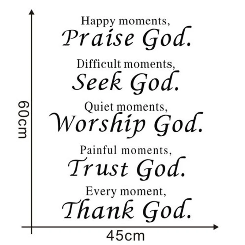 Living room Praise God Wall Stickers Black Background Bible for verse Vinyl Scripture Quote Art Word Decor Sale Useful