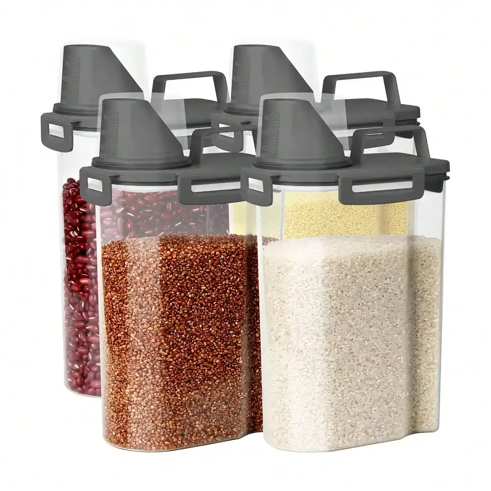 4Pcs 4Pcs Airtight Food Storage Containers With Lids Modern Clear Plastic Cereal Dispenser Bottle With Pour Spout Measuring Cup For Rice Grain Flour Nuts Kitchen Cabinet Pantry Storage Organization Housewarming Gift - Aliexpress Deal