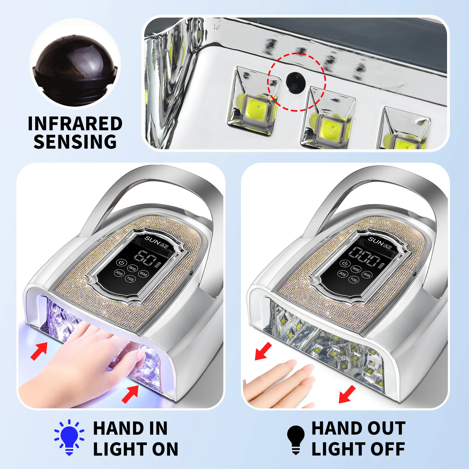 Lampada per unghie UV ricaricabile 42 LED Asciugacapelli professionale per polimerizzare tutti lo smalto gel Strumento per salone di pedicure per manicure a luce UV