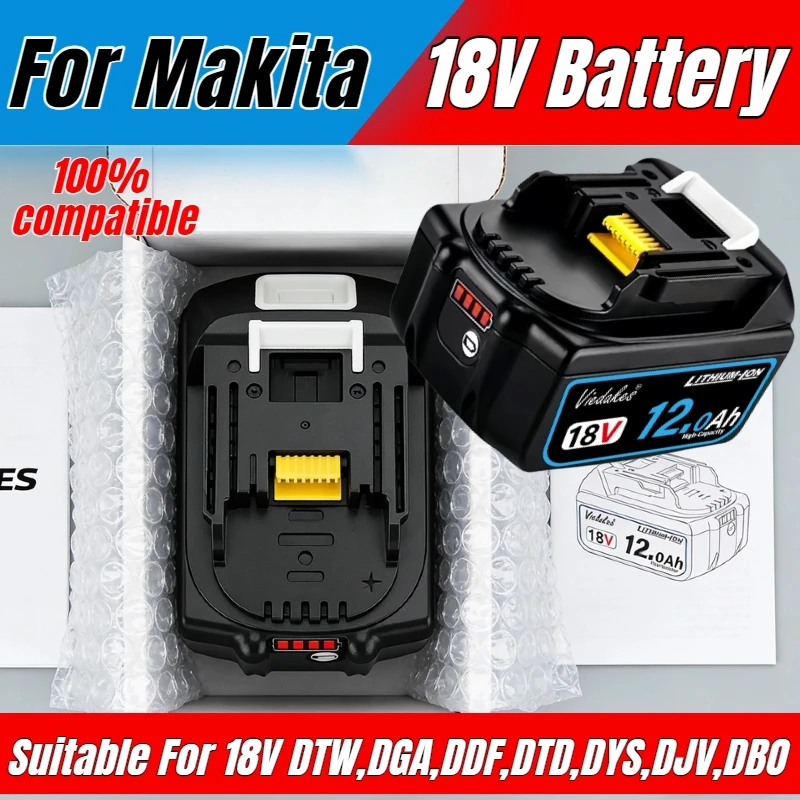 

100% Original 18V 12000mah Lithium-ion Battery Suitable For makita BL1850 BL1840 BL1830 DC18RC Fast Charging☽