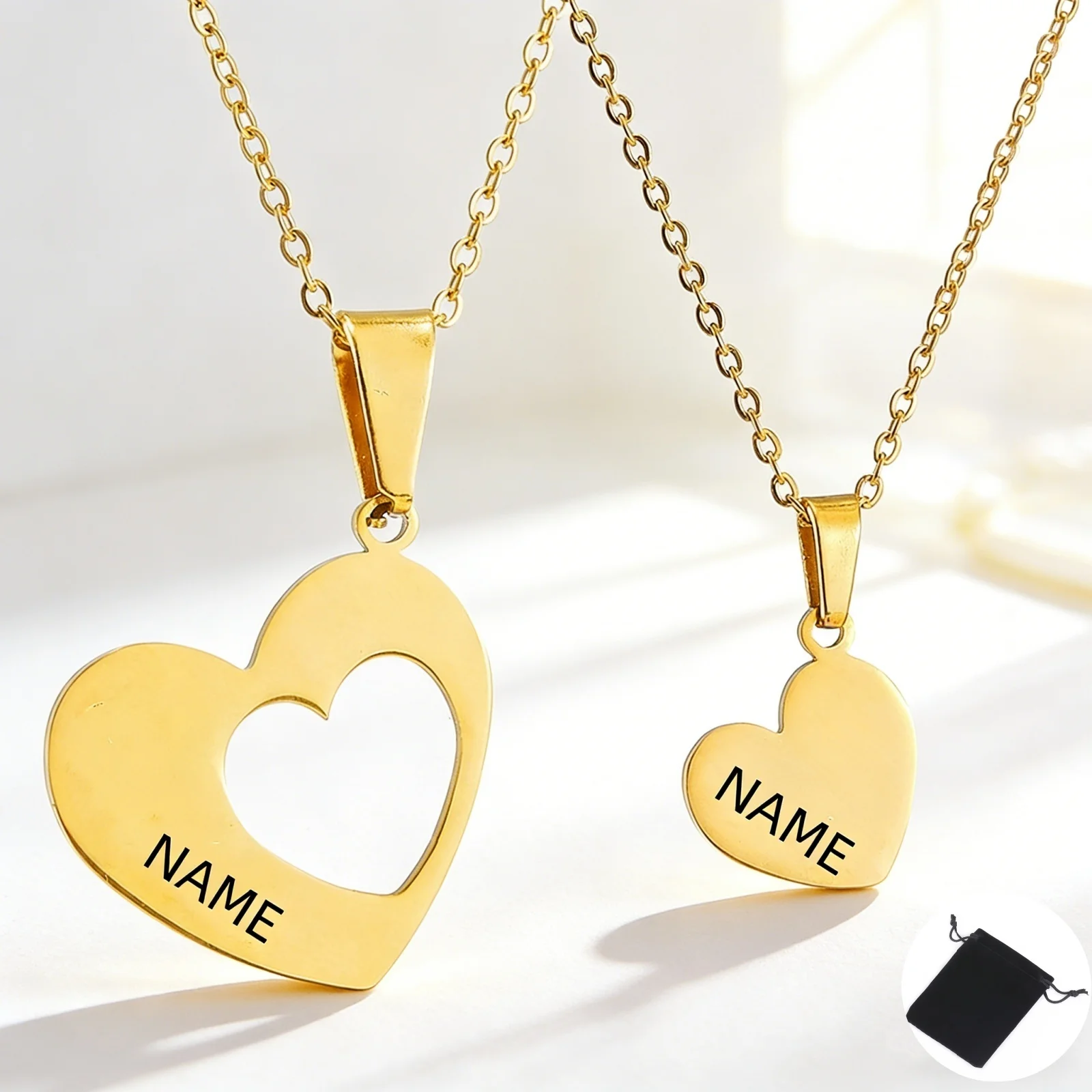 Customized Name Text Love Matching Necklace Stainless Steel Romantic Love Neck Chain Valentine's Day Gift