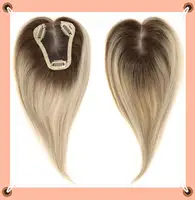 100% cabello humano Remy, postizos de cabello Natural para mujer, Base de seda, 3 clips en adornos, adorno de cabello de encaje suizo transpirable