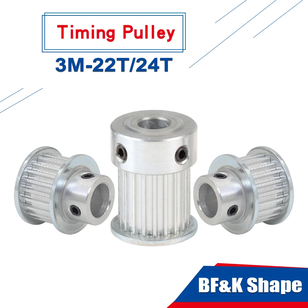 22T 24T Timing Pulley Bore 4-17 mm Aluminum Alloy Pulley Wheel Pitch 3 mm Circular Arc Tooth Width 6/10/15mm For Motor Part