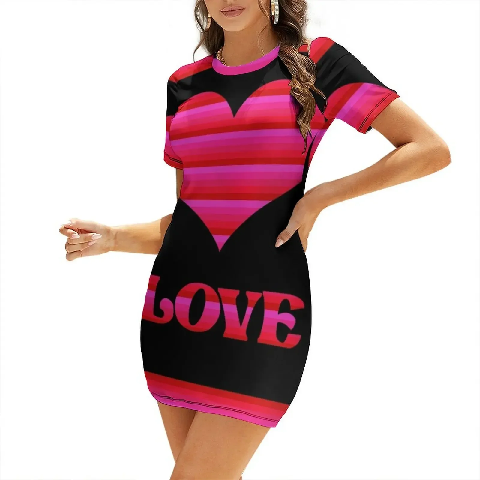

Women’s Valentine’s Day Gift – Love Short-Sleeved Dress sexy dress for women women's evening dresses 2026 evening dresses women