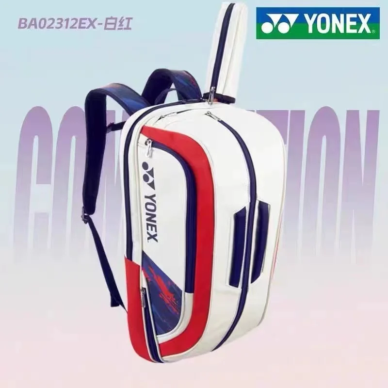 Mochila deportiva YONEX de alta calidad para raqueta de bádminton, bolso de hombro de tenis de cuero, mochila multifuncional para raqueta de 4-6 piezas