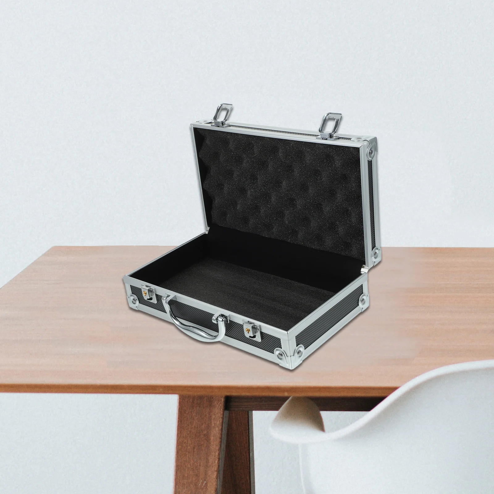 صندوق أدوات من سبائك الألومنيوم، مقبض معزز خفيف الوزن، حقيبة تخزين متعددة الوظائف، صندوق تخزين أدوات بسعة كبيرة للسفر #6