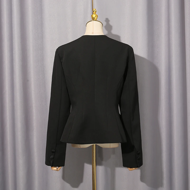 معاطف تونيك للتخسيس بأزرار مقسمة غير رسمية من KBQ للنساء بياقة على شكل V وأكمام طويلة سترات أنيقة بسيطة للسيدات موضة الخريف