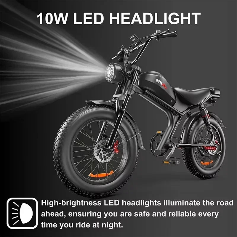 Electric Bicycle 1000W Motor 48V20AH Lithium Battery Hydraulic Brake Motorcycle E-bike 20*4.0 in Fat Tire Mountain Electric Bike