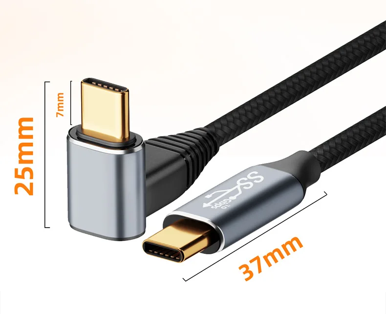 Stereoscopic elbow GEN 2 USB3.1 Type-c 100W 10Gbps 4K 60Hz Male to Female Cable Cord Steamdeck Audio video extension Fast Charge