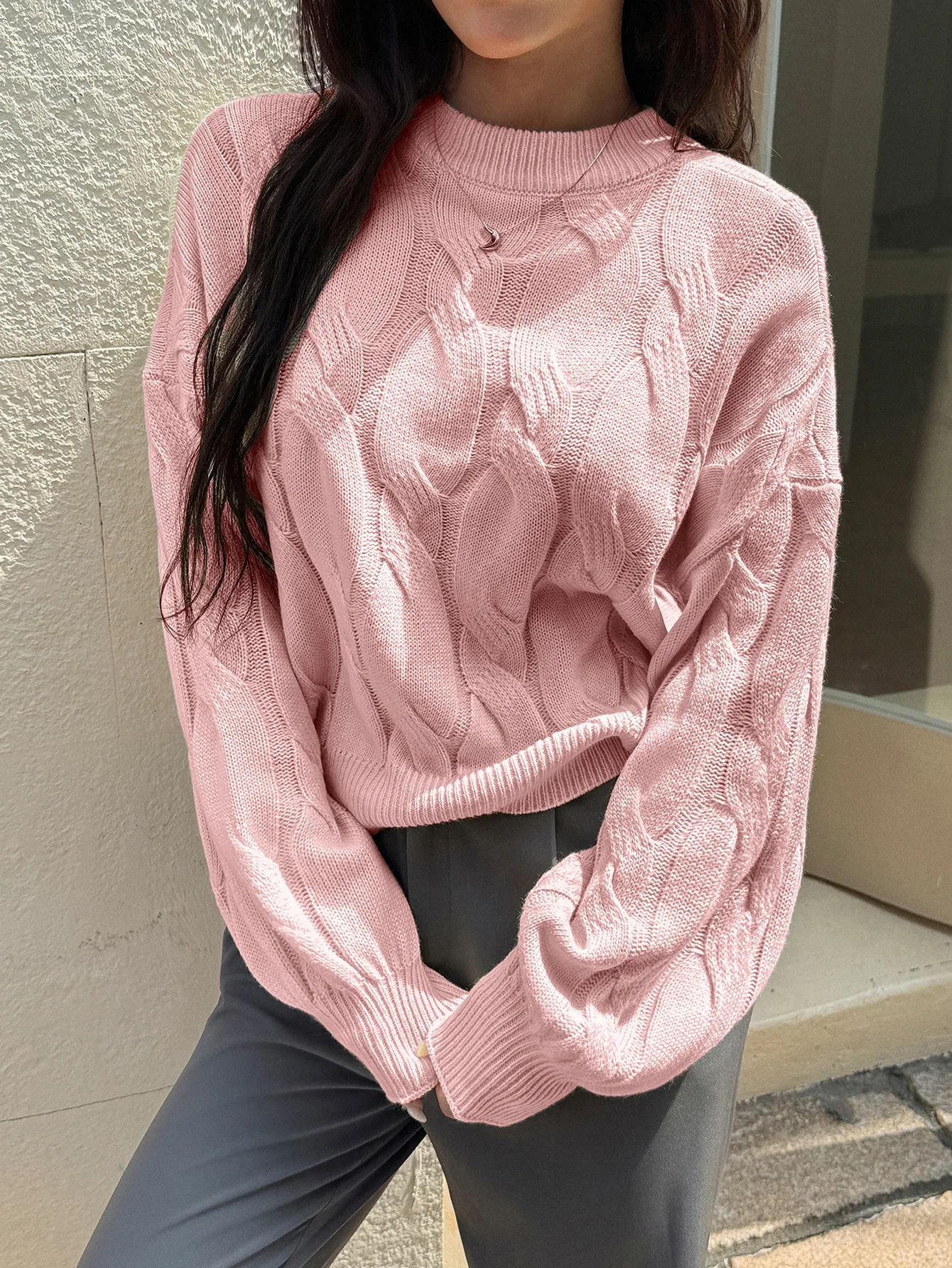 Casual Minimalist Style Long Sleeved Base Sweater
