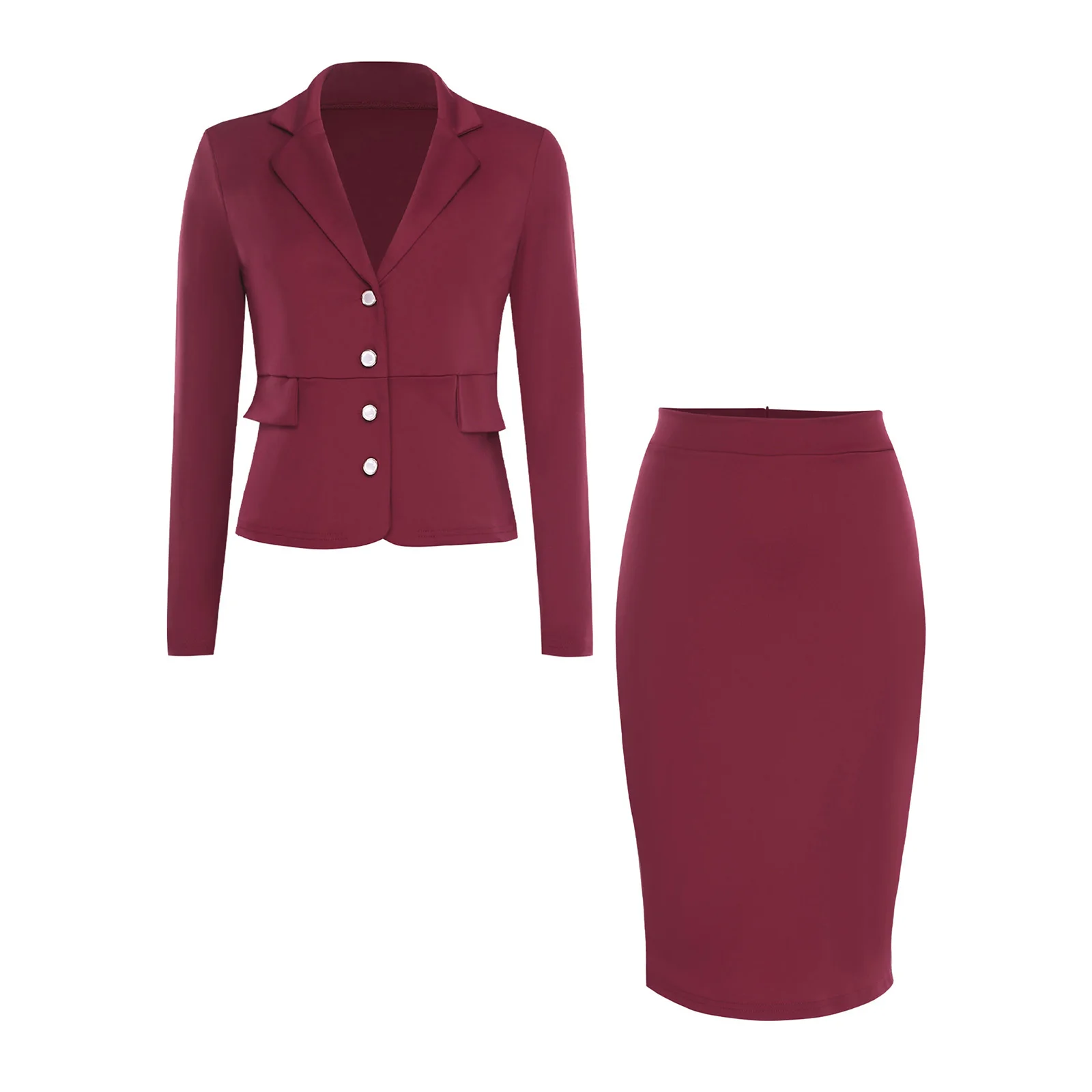 Women's Set Casual Streetwear Elegant Two-piece Suit Long Sleeve Lapel Button Blazer + Pencil Skirt Set Woman Communte Outfits