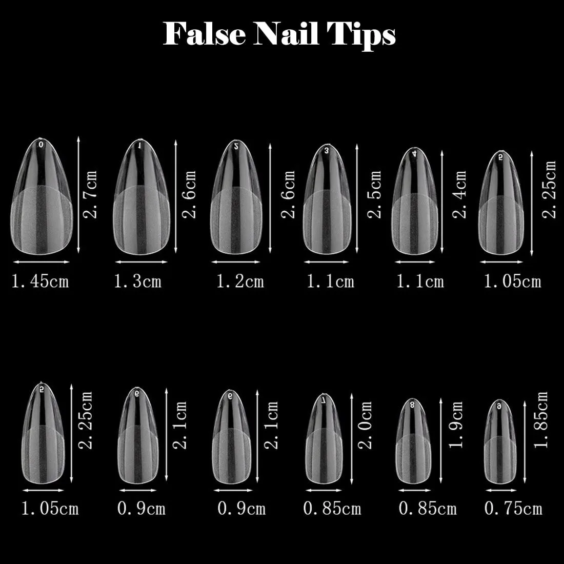 120PCS Clear Half Frosted Nails Tip Almond Acrylic Fake Nails Full Cover Artificial Nail Tips For Nail Salons and Nail Extension