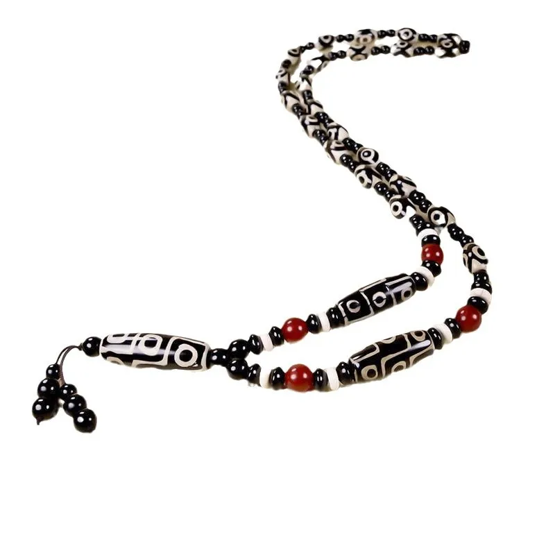 القديمة Dzi حبة قلادة ثلاثة تسعة عيون قلادة الرجال والنساء العقيق حجر العقيق #5