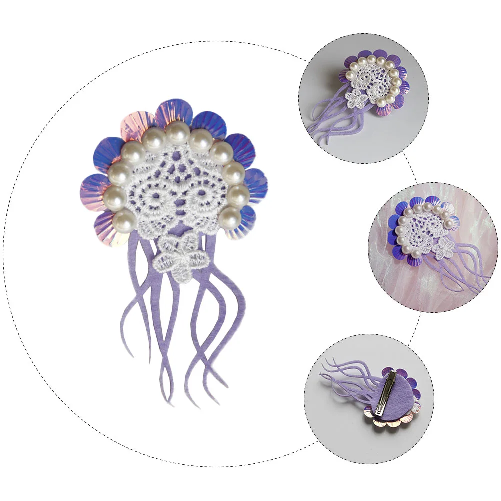 Hair Pins Fake Jellyfish Clip Decorate Chic Pearl Headpin Women Wear Purple Girl Seaside