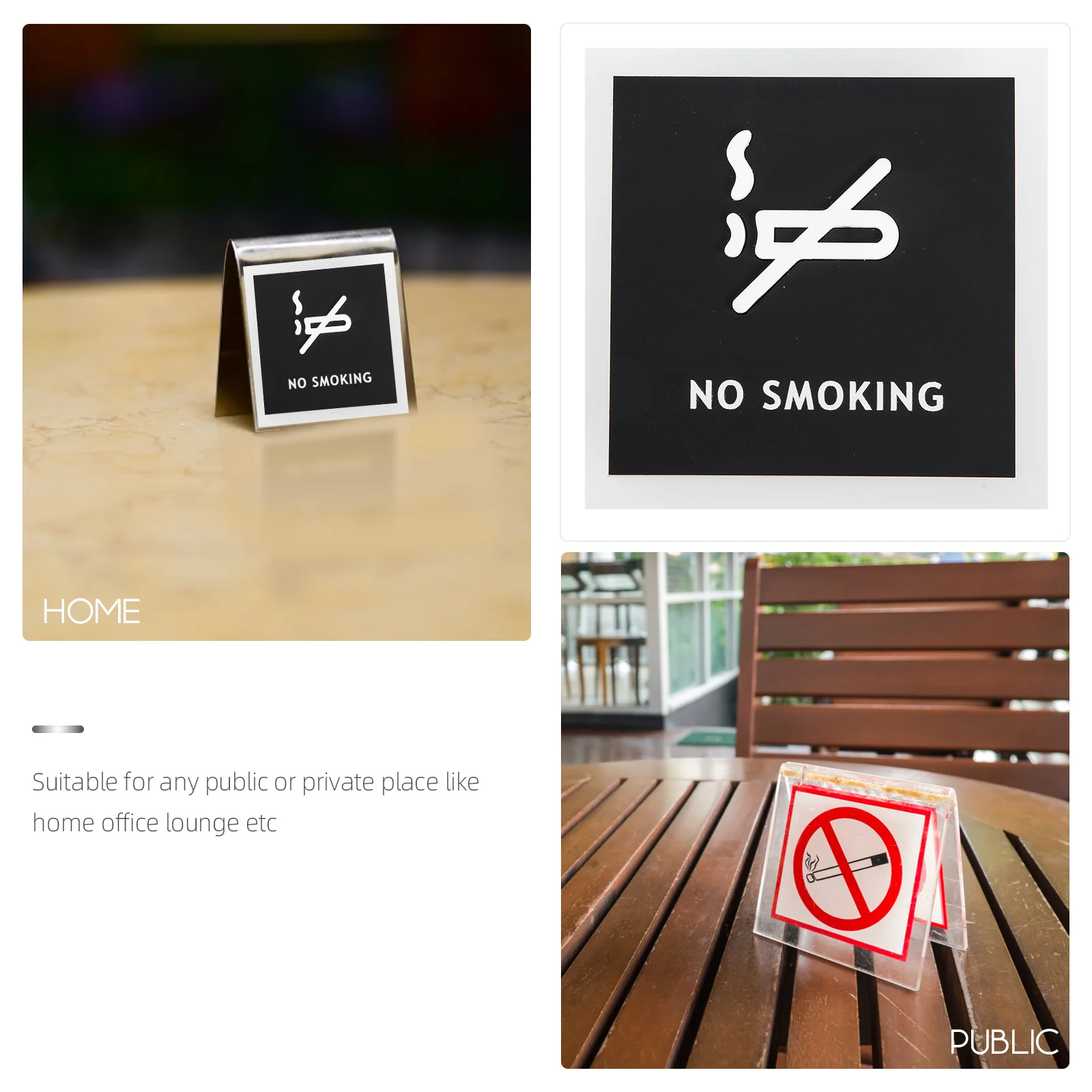 Emblems No Smoking Sign Notice Board Stickers Public Indicator Checkout Counter Signs for Home Black Business