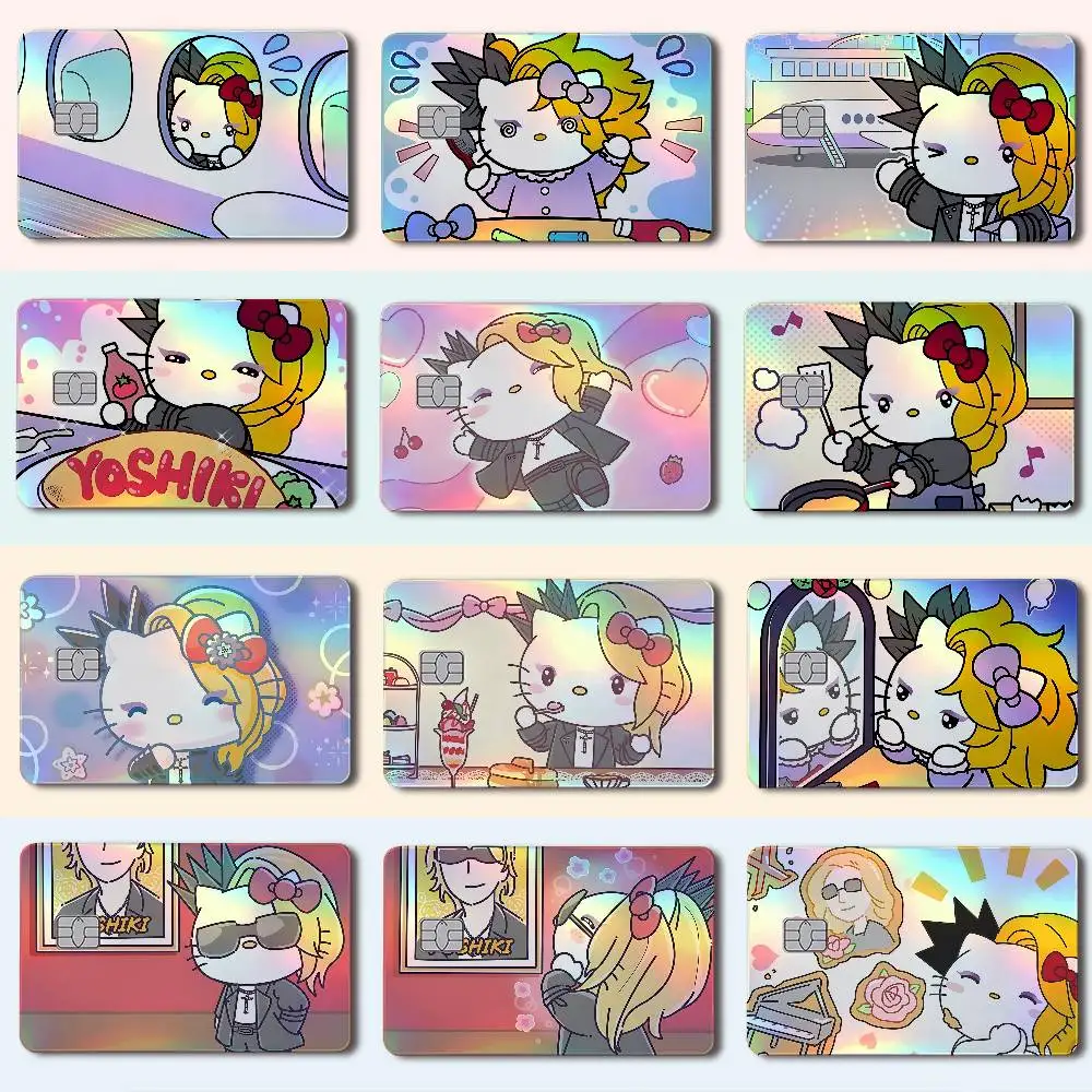 Y-YOSHIKITTY Laser Holographic Card Skin Sticker For Credit Debit Cards - 4pcs/Set Waterproof Scratch-Resistant Protector