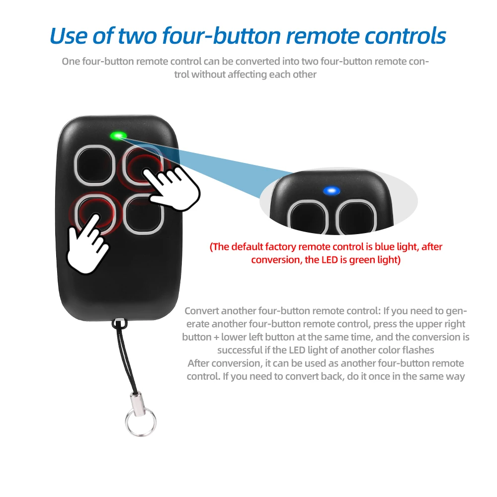 433 315 330mhz RF Wireless Remote Control Multi Frequency 300-915MHz 4 Keys Cloning Garage Gate Door Opener Remote Duplicator