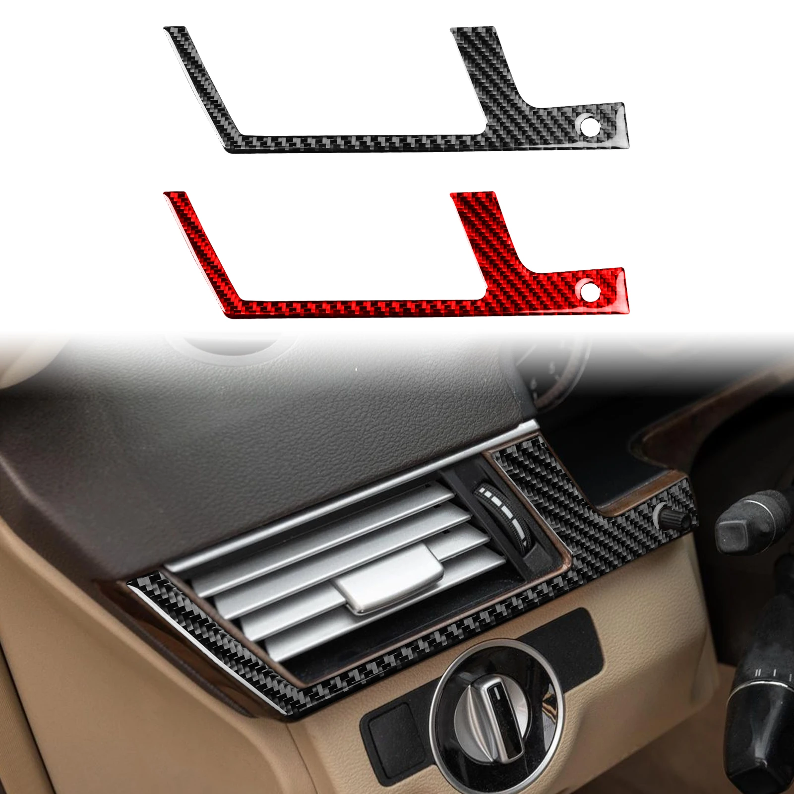 Carbon Fiber For Mercedes-Benz E-Class W212/S212 2011-2015 Car Dashboard Air Vent Trim Customizable Sticker Interior Accessories
