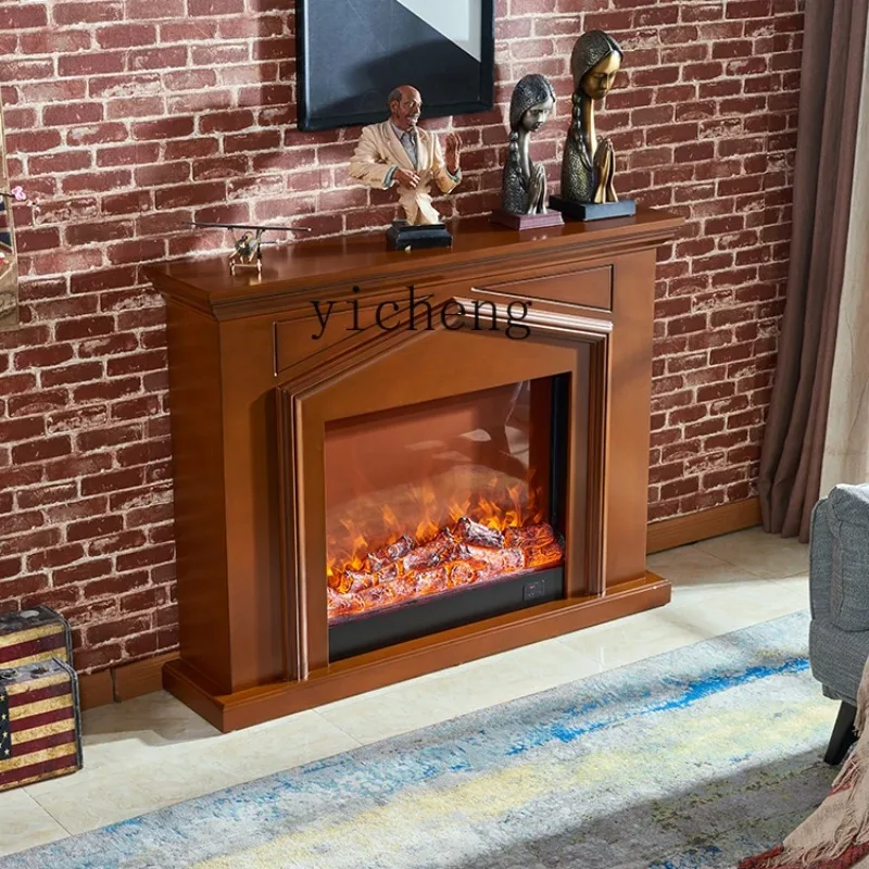 GZ Solid Wood White Fireplace Decorative Cabinet TV Cabinet Living Room Background Wall Simulation