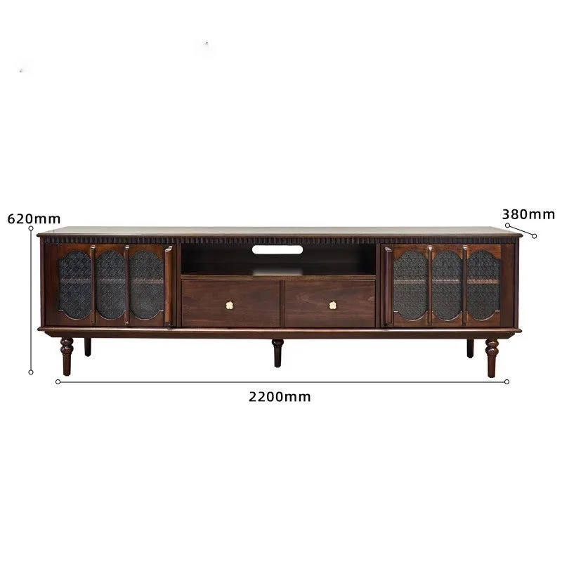 black walnut solid wood TV cabinet, French retro cherry wood living room household small apartment medieval floor cabinet