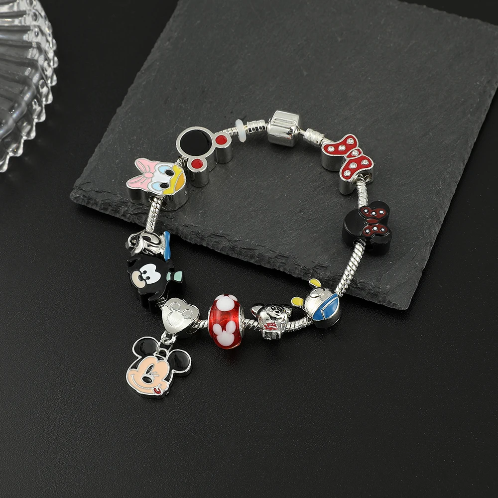 Disney Mickey Mouse Minnie Figure Bracelet Daisy Duck Donald Duck DIY Fashion Bead Bangle Trend Jewelry for Friend Party Gifts