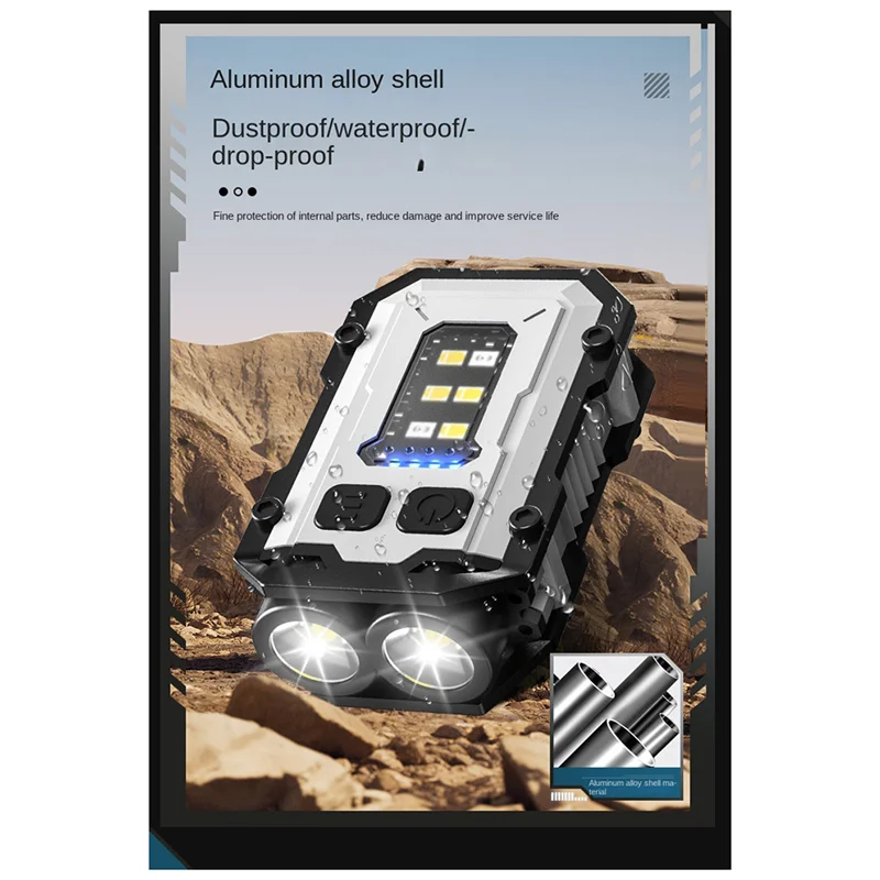 HOES-키체인 LED 조명 Type-C 충전식 작업 조명 정전 비상 재사용 가능한 휴대용 방수 조명 흰색