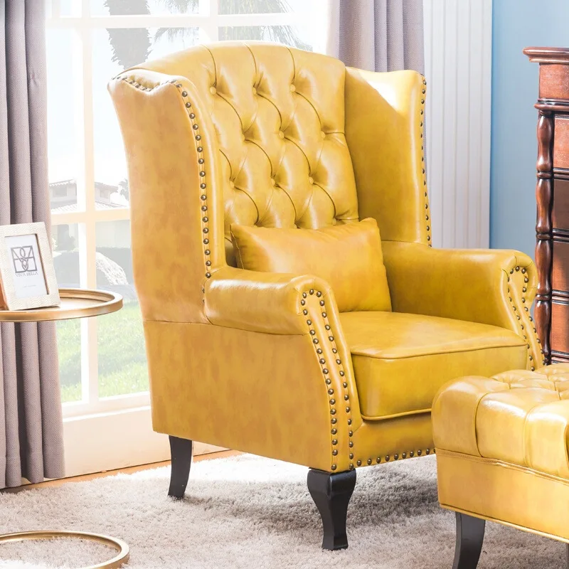 American single sofa, small apartment, living room, bedroom, study, leather sofa chair