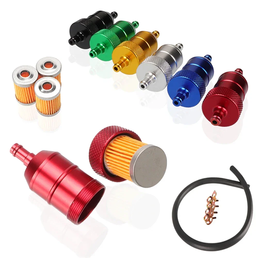 8mm Fuel Filter Cleaner Universal + 3/5 Pieces Reusable Cleanable Fuel Filter for Motorcycle ATV Go Kart Inline Fuel Filter