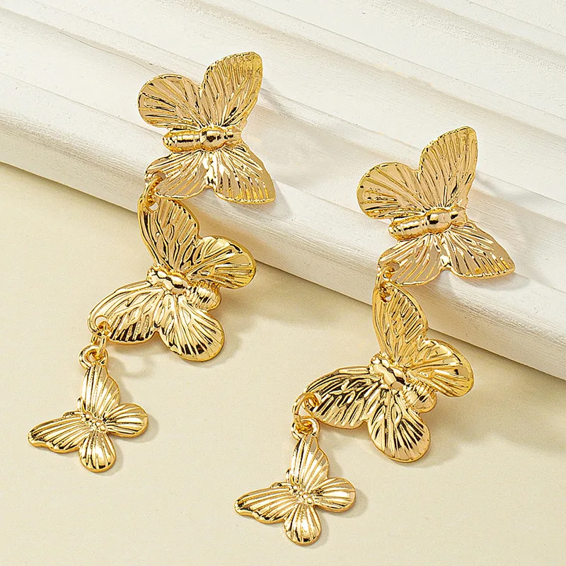 Geometric Butterfly Tassel Long Metal Earrings For Women Party Gift Holiday OL Fashion Jewelry Ear Accessories AE100