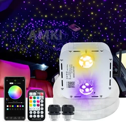32W Twinkle Dual port RGBW Fiber Optic Star Ceiling Kit APP Music Activated Car Roof stars Fiber Optic Starry Sky Car Ceiling