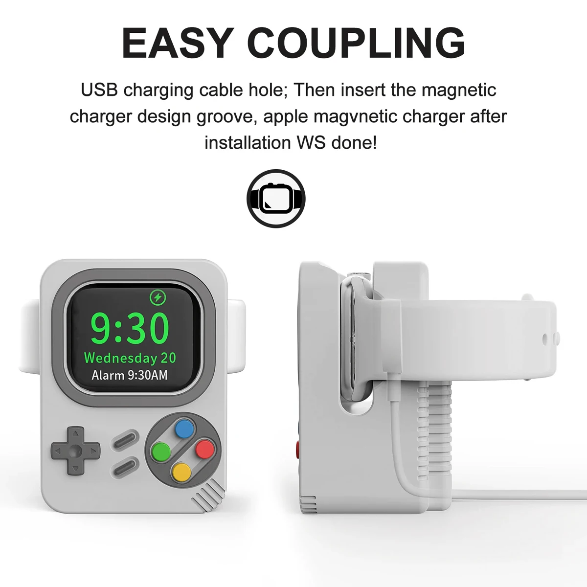 New Desktop Holder For Apple Watch Ultra Charger Stand Retro Computer Pattern Charging Base iWatch11 10 9 8 7 6 5 4 SE3 Silicone