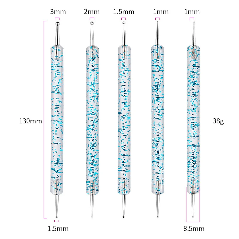 5pcs Professional Nail Art Brushes Kit Classic Acrylic Liner Dotting Drawing Pen With Plastic Handle For Manicure Design Tool