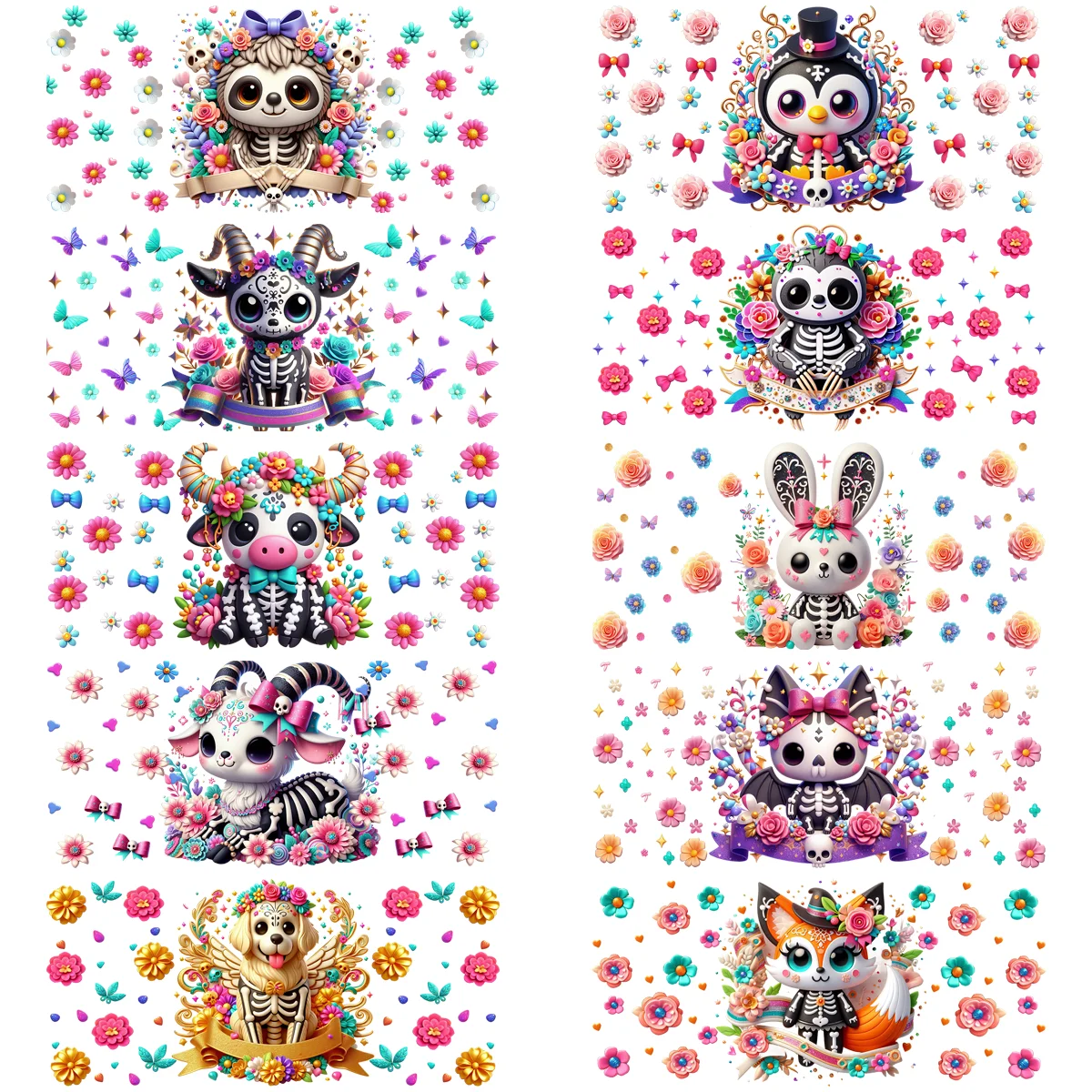 

Halloween animals Series easy peel waterproof DIY Decals Retro Beauty 3D transfers uvdtf crystal sticker 16oz uv dtf cup wraps