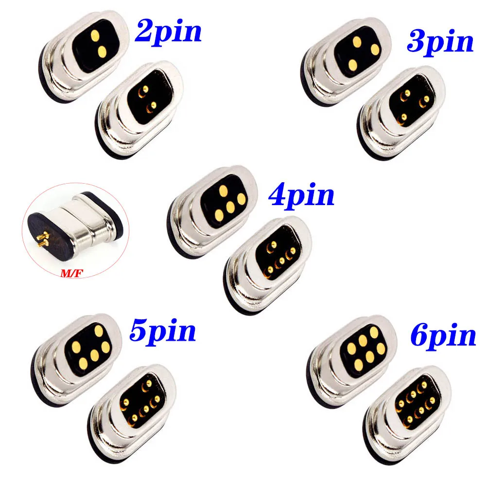 2A Waterproof Magnetic Pogo Pin Connector 2P 3P 4P 5P 6P Pogopin Male Female 2.5 MM Spring Loaded DC Power Socket