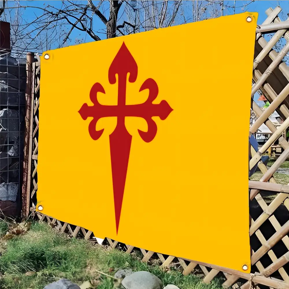 spanish chivalry emblem S-Order of Santiago Flags Daily four ring borderless design indoor outdoor decor easy hang install