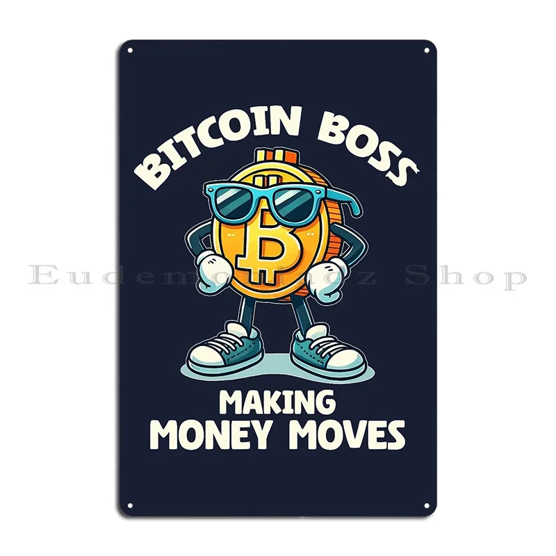 A Cool Cartoon Bitcoin Metal Sign Kitchen Wall Decor Rusty Custom Garage Tin Sign Poster