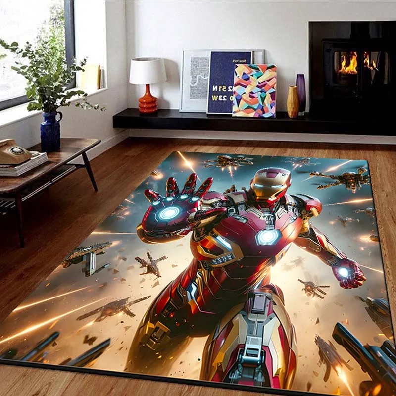 Iron Man Cool Area Rug Carpet for Living Room Children Boy Bedroom Mat Sofa Doormat Floor Rug Home Decor Anti Slip Mat Fans Gift