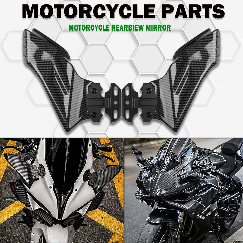 

For Kawasaki Ninja 250 300 400 ZX-6R ZX-4R ZX-10R Universal Motorcycle Adjustable Side Wing Spoiler Fairing With Rearview Mirror