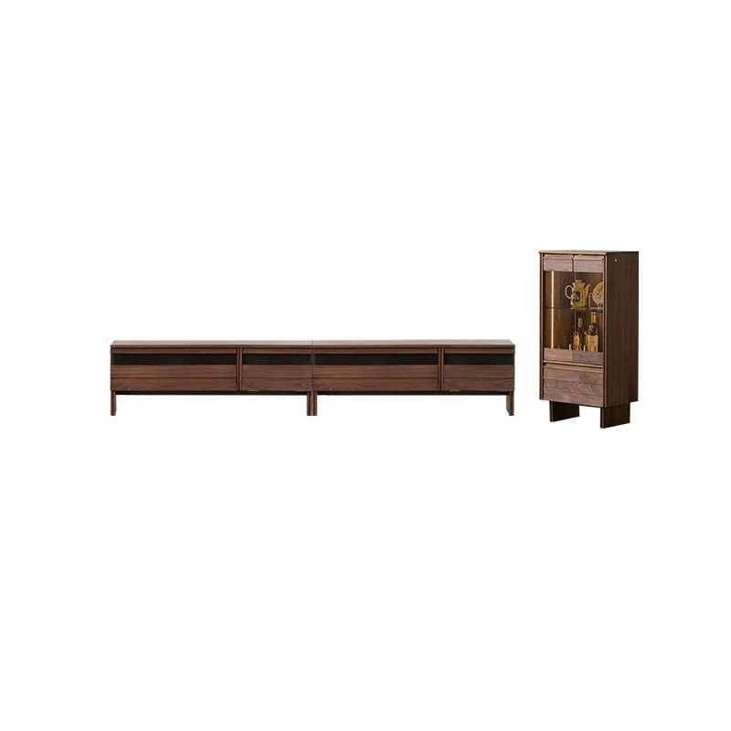 Furniture North American black walnut medieval TV cabinet combination solid wood Chinese suspension Nordic living room locker