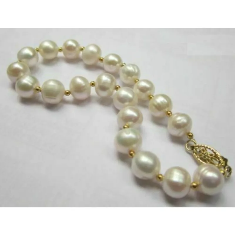 AAA 7-8MM Baroque SOUTH SEA WHITE WOMEN'S PEARL BRACELET 14K YELLOW GOLD CLASP 7.5-8 INCH