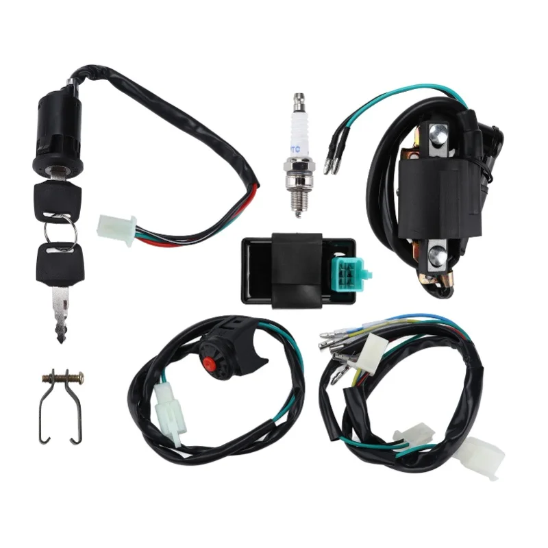 Kill Switch Ignition Coil CDI Spark Plug Wiring Harness Kit For Kick Start Dirt Pit Bike ATV 50CC 70CC 90CC 110CC-160cc