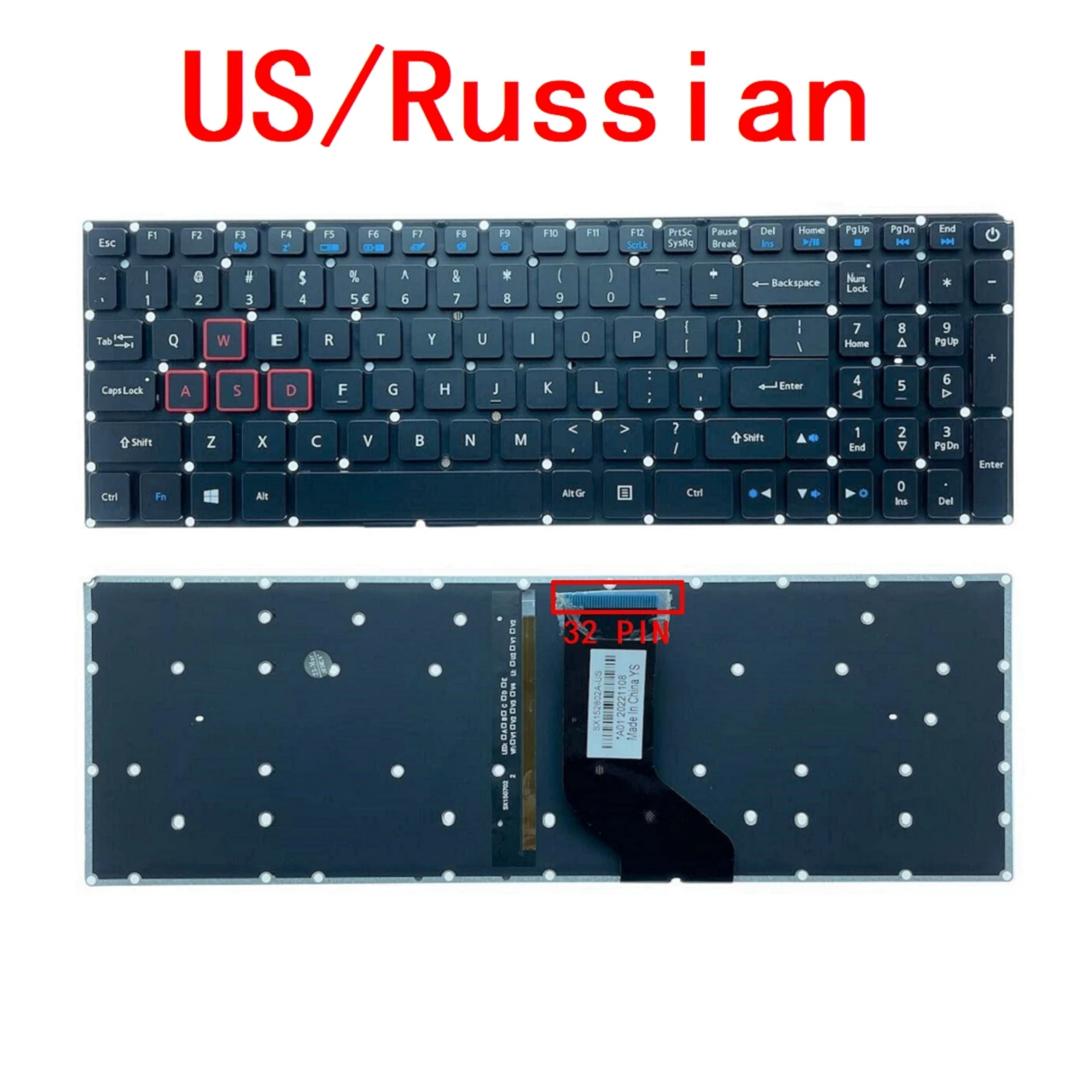 New US Russian Backlit Keyboard For Acer Aspire VX 15 VX5-591G VX5-793 VN7-593G VN7-793G Predator Helios 300 G3-571 G3-572