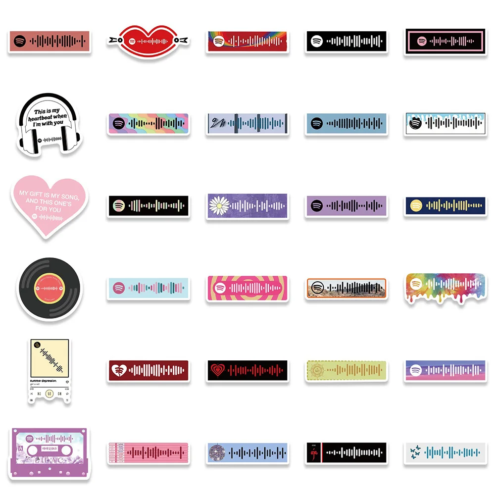 Música colorida Notation Sticker para crianças, DIY, telefone, laptop, bagagem, skate, decalques de grafite, diversão, 10 pcs, 30 pcs, 68pcs