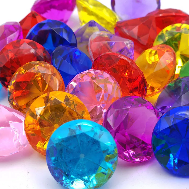 10 Uds. De cristales de diamantes transparentes, gemas acrílicas de 40MM, juguetes del Tesoro pirata, recuerdos de fiesta de cumpleaños para niños,