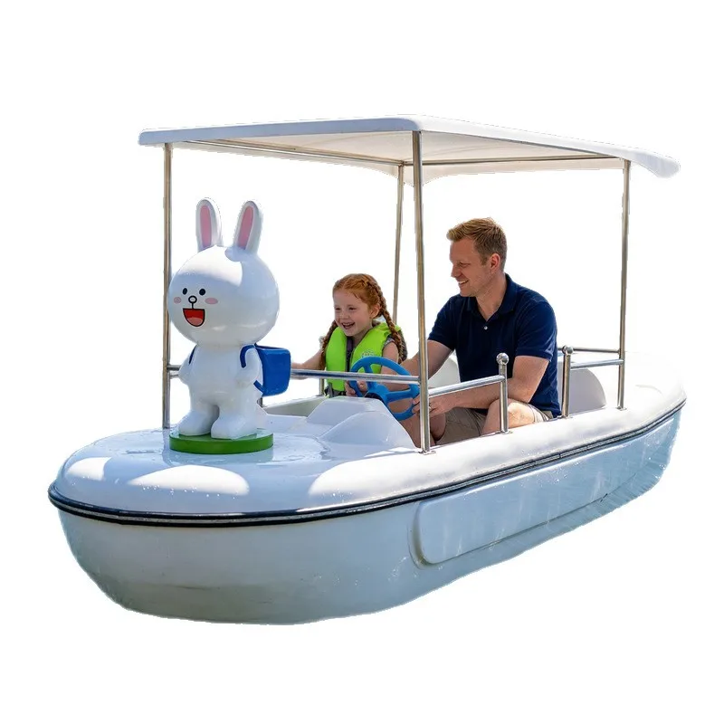 people electric boat on the water entertainment cartoon swan