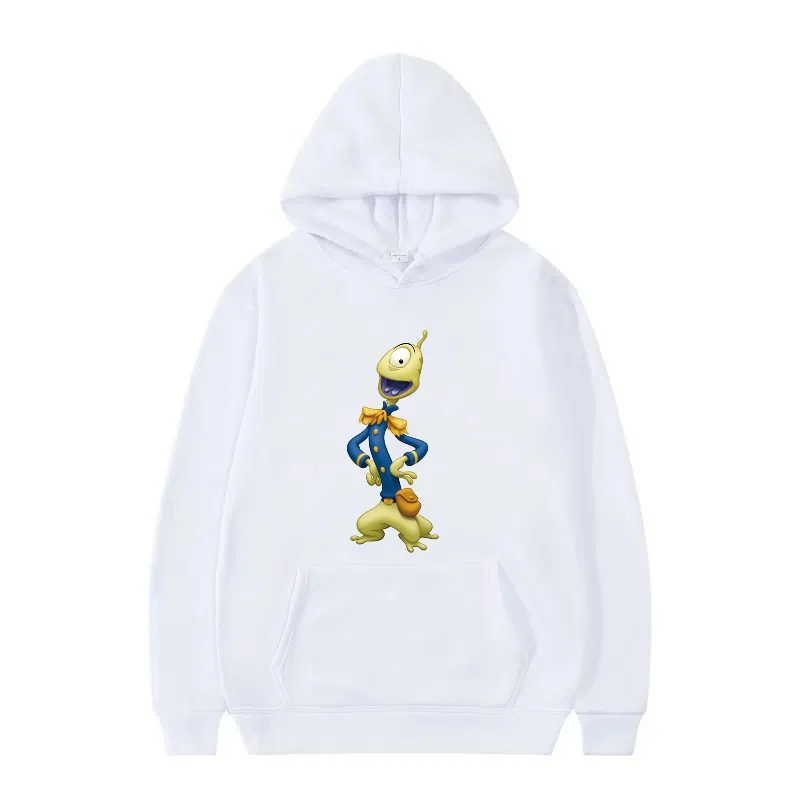 Disney Kawaii Lilo i Stitch Wzór Uniwersalny Streetwear Proste Bluzy Polarowe z Kapturem Męskie Damskie Jesienne Szare Modne Luźne Bluzy